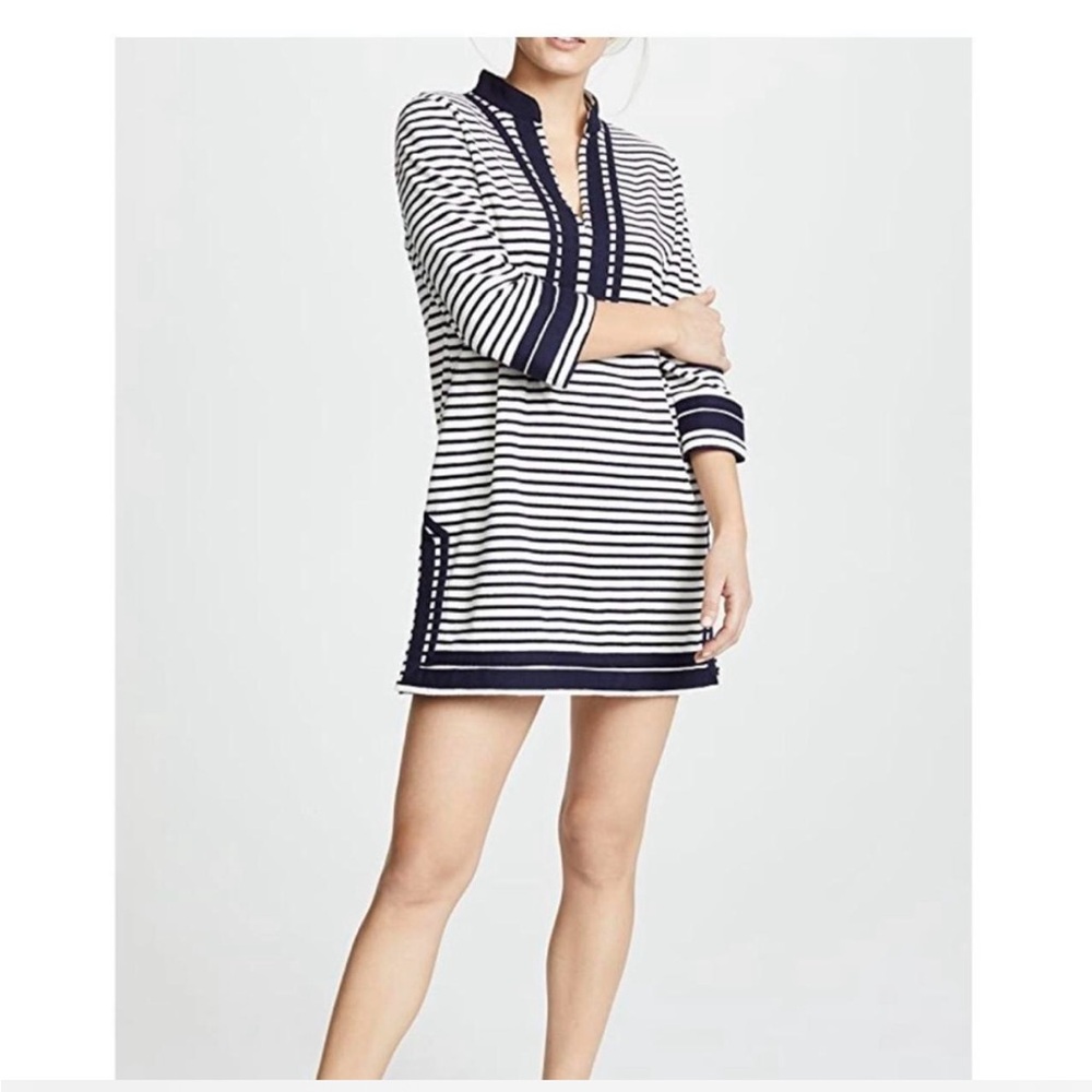 Tory Burch Navy and Cream Striped tunic